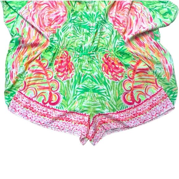 Lilly Pulitzer Mai Romper - Tiki Pink Flamingo - Size Medium - Kimono Jumpsuit - Picture 5 of 10